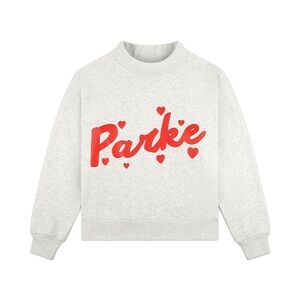 Parke White Sweatshirt with Red Script Logo